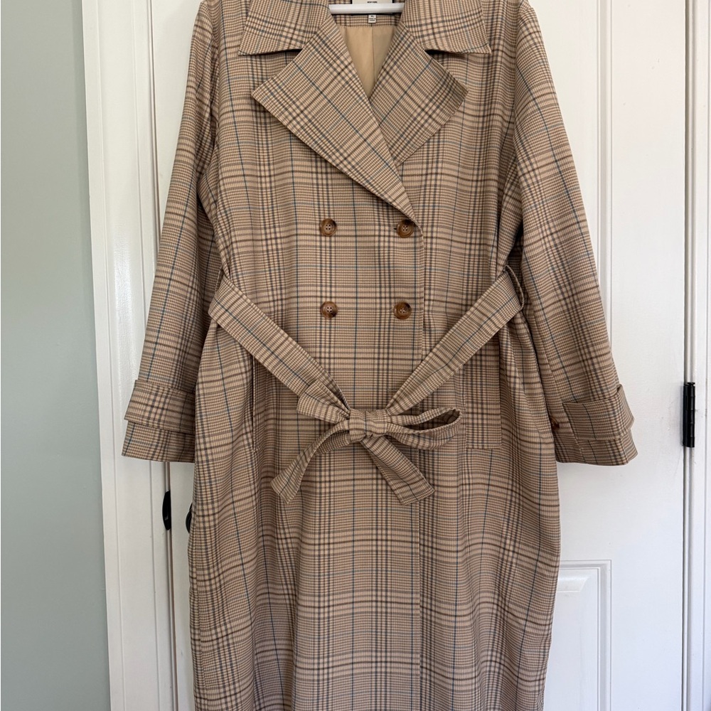 Plaid Double-Breasted Belted Coat